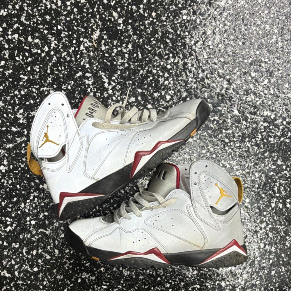 Jordan Air Jordan 7 High Top Men's Basketball Sneakers White Gray Red Gold